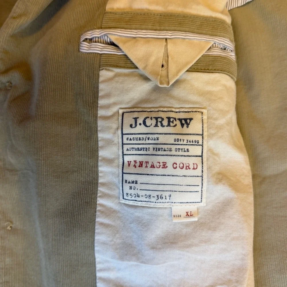 J. Crew Mens Vintage-Inspired Corduroy Blazer Tan Khaki Classic‎ Jacket Size XL